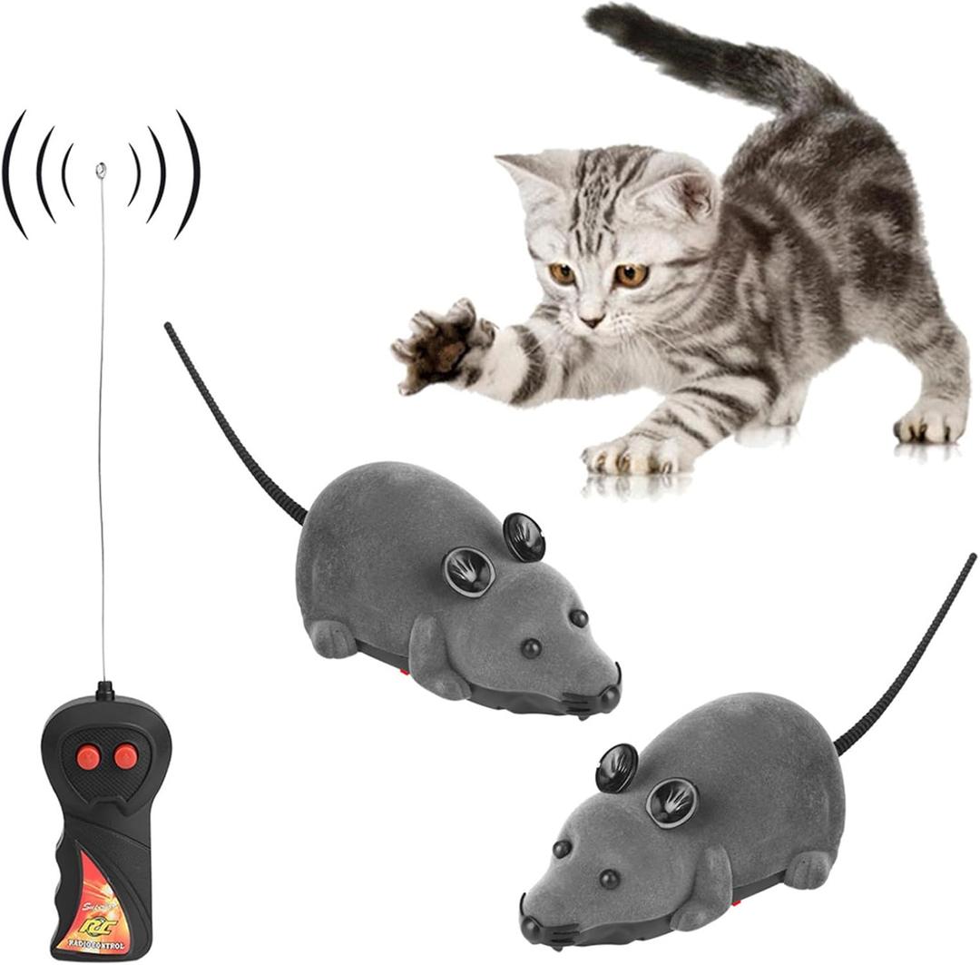 Remote Control Toy for Cats, Electronic Rat Toy for Kitten Funny Chasing Simulation Animal Toys Pet Novelty Gift(Gray)