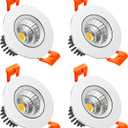LightingWill 2inch LED Dimmable Downlight, 3W COB Recessed Ceiling Light, Warm White 3000K-3500K, CRI80, 25W 220LM Halogen Bulbs Equivalent, White (4 Pack)