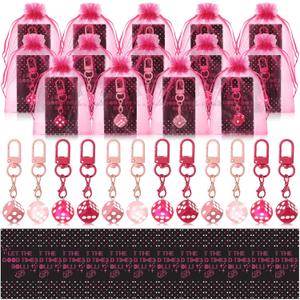 Equsion 12 Sets Dice Keychains with Cards Bags Casino Night Party Decorations Favors Bulk for Carnival Supplies