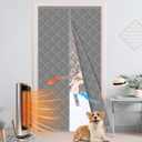 Magnetic Thermal Insulated Door Curtain Cover Block fit 36x82inch Door,Curtains Itself Size 38x84inch Cotton Thermal Curtain for Winter, Thermal Doors Curtain for Doors Blocking Wind and Snow