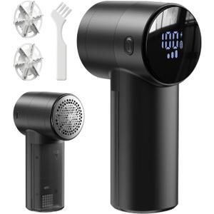 Electric Lint Remover and Fabric Shaver, Rechargeable Clothes Shaver for Sweater Furniture Couch, 3-Speed Pill Remover Defuzzer to Remove Fuzz Pilling from Blanket Jacket (Black)
