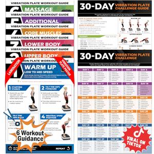POCAZONE Vibration Plate Workout Poster, Full-Body Exercises + 30-Day Personalized Plan, Beginner to Advanced Guidance, Fits All Vibration Machines, Home Fitness & Recovery