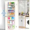 VyGrow Over the Door Pantry Organizer, 8-Tier Over the Door Organizer with Adjustable Basket, Pantry Door Organization for Pantry Kitchen Storage Room Spice Rack, White