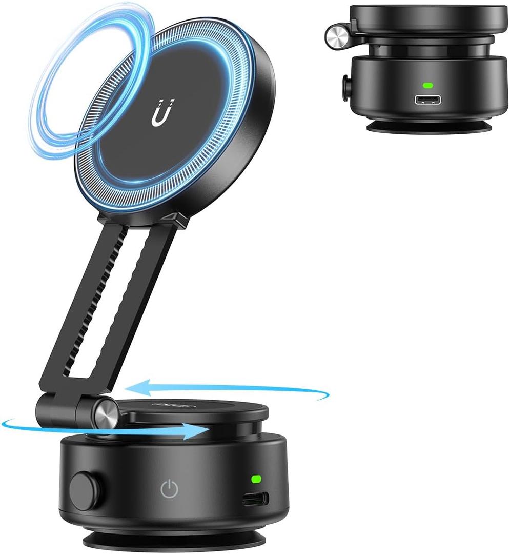 Electric Vacuum Suction Car Phone Holder, 360 Rotation Magnetic Phone Holder for Car Foldable Strong Suction Adjustable Car Phone Mount Stand for iPhone16/15/14/13/12(Not Charge Phone)