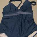 SUUKSESS Women Slimming Tummy Control One Piece Swimsuits Sexy Mesh High Waisted Monokini Bathing Suits (Blue, L)