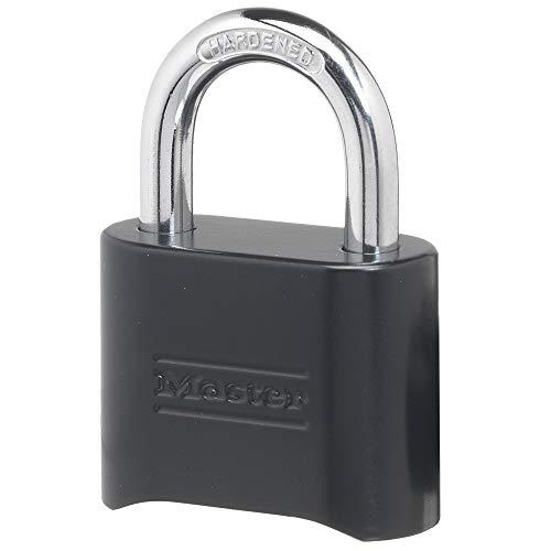 Master Lock Black Combination Padlock, Set Your Own Combo Lock, Weather Resistant Indoor and Outdoor Padlock with Code for Gym Locker, Gate, Shed, 178D, Black