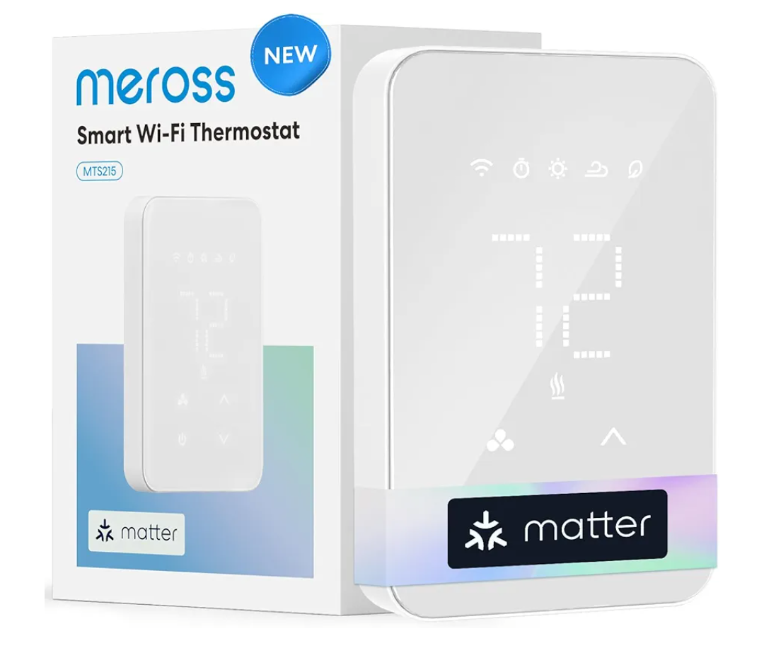 Meross Matter Smart Thermostat for Electric Baseboard Heater, Works with Alexa, HomeKit, Google, SmartThings, Programmable WiFi Thermostat for House, Energy Saving, App & Voice Control for Smart Home