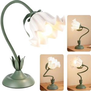 aoztomlux Flower Lamp LED Reading Light - Flower Table Lamp 3 Color Modes, Vintage Desk Lamp with E26 Bulb, Bedside Lamps for Bedroom, Living Room, Home Decor