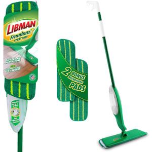 Libman Freedom Spray Mop Kit | Microfiber Mop | Household Essentials | Hardwood Floor Cleaner | Wall Mop | 24 Oz Reservoir Tank | Two Extra Replacement Heads Included