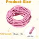 M METERXITY Round Braided Leather Cord, 10 Yards 5mm Six-Strand Faux Beading String Rope Bolo Tie 10 Meters Long for Jewelry Making/DIY Crafts, String Macrame Bracelet Thread [Pink]