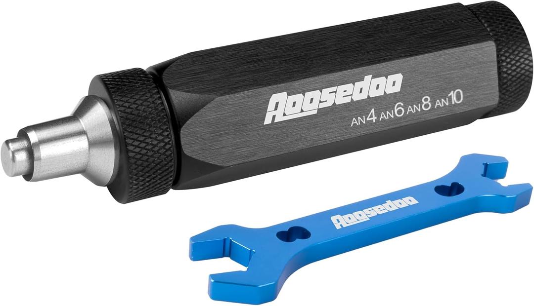 PTFE Hose Assembly Tool, Hose Reaming Tool For 4AN, 6AN, 8AN, 10AN PTFE Fuel Line Assembly. With a Double-ended AN Fittings Wrench 6AN Socket- AN8 B-nut, Blue