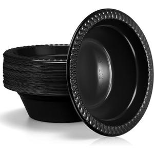 60 Pack 12oz Black Disposable Plastic Bowls Dessert, Ice Cream, Salad, Soup Serving Cups for Party, Picnic, Food Snacks (Black)