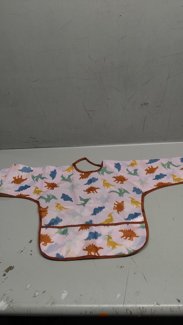 5 Pack Long Sleeve Bib,Baby Toddler Waterproof Sleeved Bib for 6-30 Months Reusable with Catch-all Pocket,11x14"