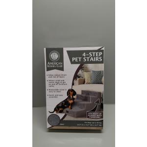 AKC 4-Step Pet Stairs – Durable, Non-Slip Steps for Small Dogs and Cats, Washable Cover, Simple No-Tool Assembly, Supports Up to 50 lbs