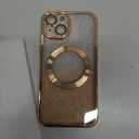 Misscase for iPhone 13 Magnetic Glitter Case Compatible with MagSafe,Full Protection Slim Shockproof Anti-Scratch Case with Camera Lens Protector Logo View Dust-Proof Net for Women Gold