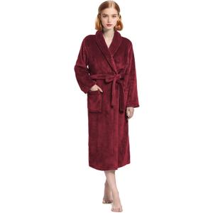 Plush Soft Robes for Women, Premium Fleece Womens Robe Cozy Warm Bathrobe (Small-Medium, Burgundy)