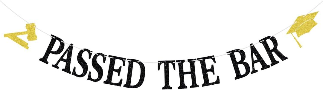 Passed the Bar Banner, Law Grad Sign, Congrats Lawyer, Law School Graduation Party Decorations, Black Glitter