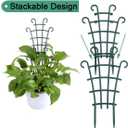 UWIOFF 12 Pack Trellis for Potted Plants, Garden Trellis for Climbing Plants Plastic Mini Climbing Plant Trellis Flower Pots Support Stackable Trellis for Climbing Plants Peas, Dark Green