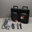 QFX PBX-800TWS 8-Inch TWS Bluetooth Stereo PA System with 2 8" Speakers, 2 Microphones, 2 Stands, and a Remote Control