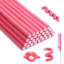 Selizo 30Pcs 9.45"x0.55" Flexible Hair Rollers, Foam Curlers for Short, Medium and Long Hair, No Heat Curlers, Hair Rods - Pink(Diameter 0.55')