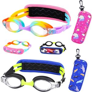 Kids Swim Goggles Age 2-6, Toddler Goggles No Hair Pull,Child Goggles Padded HeadBand