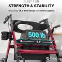 Helavo Extra Wide 2 in 1 Bariatric Walker Wheelchair Combo, 500 lb Capacity