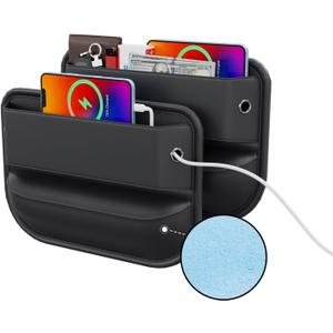 2 Pack Car Seat Gap Filler Leather Car Box Seat Organizer and Storages Automotive Accessories - Front Seats Car Adjustable Gap Filler for Phones, Glasses, Keys, Cards1