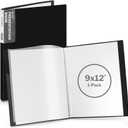 Dunwell 9x12 Presentation Book (Black), 24-Pocket Folder with Plastic Sleeves, Displays 48 Pages pf 9 x 12 or A4 Documents, Certificates, Keepsakes, Kids Art, Acid-Free Poly Portfolio Binder