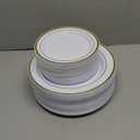 Goodluck 120PCS Gold Plastic Plates, Heavy Duty Disposable Gold Plates with 60 10.25 inch Dinner Plates and 60 7.5 inch Dessert Plates, Disposable Plates for Party, Holiday, Wedding