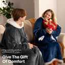Giggling Getup Wearable Blanket Hoodie for Women Men Gifts for Women Mom Wife Sherpa Fleece Long Hooded Blanket Sweatshirt Cozy Sherpa Wearable Throw with Pocket & Sleeves for Adult Standard Black (Black)