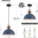 12 Inch Blue Pendant Lights Hammered Matte Pendant Lights for Kitchen Island Industrial Farmhouse Adjustable Height Dome Hanging Light Fixtures for Barn, Dining Room 1 Pack
