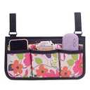 Wheelchair Side Bag, Wheelchair Accessories, Wheelchair Armrest Bag Storage Pouch to Hang on Side, with Reflective Stripes, Fits Mobility Scooter, Walker, Rollator, Floral Design (pink floral)