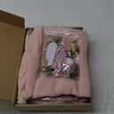 DRESHOW BQUBO Newborn Receiving Blanket Headband Hat Set for Baby, Unisex Baby Boys Girls Essentials, Newborn Registry Must Haves, Stroller Crib Shower Gifts (2 Sets: Hat + Hairband + Blanket (Pink + Beige))