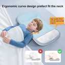 Neck Support Toddler Pillow 12x20 Inch, Dual-Sided Cooling & Soft Pillow, Breathable Ice Silk and Cotton Blend, 2 Height Ergonomic Design, Machine Washable (Blue)