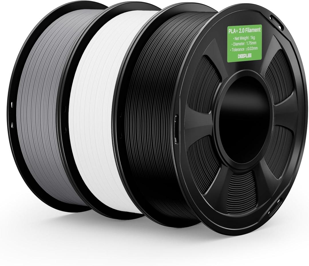 PLA+ 2.0 Filament 1.75mm, Stronger Toughness 3D Printer Filament, Black White Grey 3KG, Upgrade PLA Plus 3D Printer Filament, High Speed PLA+ Filament for Most FDM 3D Drucker
