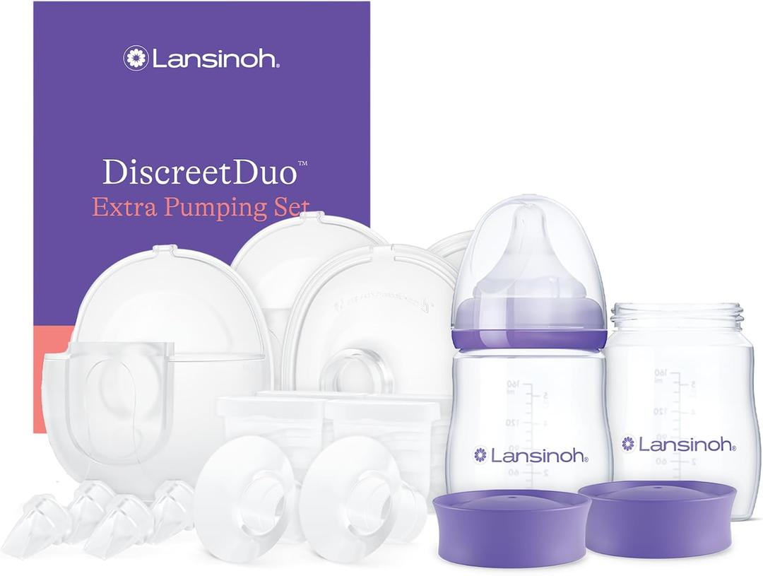 Lansinoh DiscreetDuo Extra Pumping Set, Breast Pump Accessories Kit