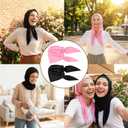 Ouligay 2PCS Hijab Undercap No Slip for Women Islamic Muslim Under Scarf Hijab Cap Solid Color Under Caps for Hijabs, Underscarf Hat Turban with Tie Back Closure, Black Pink (Pink)