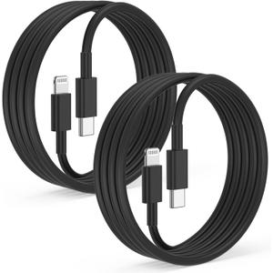 2Pack for Apple iPhone 14 13 12 Fast Charger Cable Black 6ft [Apple MFi Certified], USB Type C to Lightning Cable 6 Foot Apple iPhone Charging Cord for Apple iPhone 13 12 Pro XR XS Max X 8 Plus