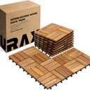 Premium Patio Deck Tiles, 10 PCs 12x12 Snap Together Patio Flooring for Outdoor, Balcony, Porch, Poolside, Waterproof All Weather (Golden Teak)