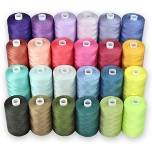 BlesSew Sewing Thread - 24 Spools of Polyester Thread for Sewing Machine for Beginners, Hand Stitching & Quilting - 1000 yds per Spool in Light Colors (Coral)