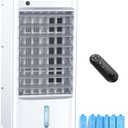 FANCOLE Windowless Portable Air Conditioners with 6 Ice Packs, 12H Smart Timer for Auto-off, 26Ft Remote, Top Fill Dual Tank, 3Speeds Evaporative Air Cooler, 70Auto Swing Swamp Cooler Air Conditioner (White)