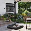 Garvee 4-Piece Patio Umbrella Stand for 10-15FT Cantilever Umbrella, 330lb Capacity Outdoor Umbrella Base, Filled with Water or Sand, Heavy Duty Market Umbrella Holder for Patio, Deck, Poolside Black - Style B
