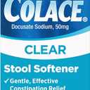 Colace Clear Stool Softener for Gentle Effective Constipation Relief, #1 Doctor Recommended Stool Softener Brand, Dye Free, 50 mg Docusate Capsules, 42 Count