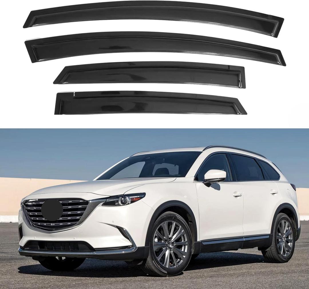IG Window Visors Fit for 2016-2023 Mazda CX-9, Out-Channel Rain Guards Vent Wind Deflectors 4PC, Car Accessories for 16-23 Mazda CX9