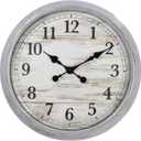 Kiera Grace Wall Clock, 20 Inch, Mallory Distressed Grey Classic Quartz Wall Clocks Battery Operated, Vintage Silent Non Ticking Home Decor for Living Room, Kitchen, Bedroom, Gray
