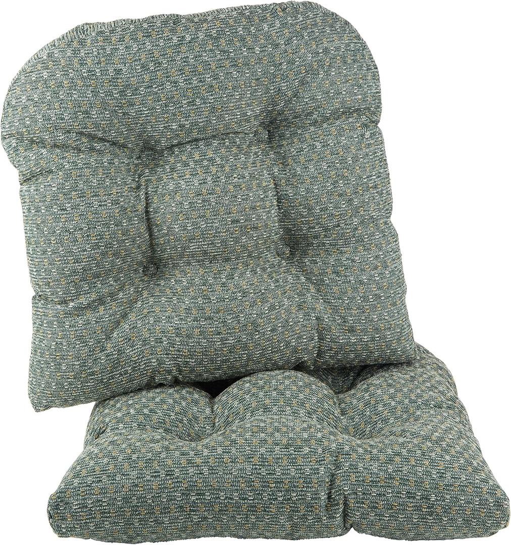 Klear Vu Gripper Overstuffed Universal Non-Slip Dining Chair Cushions for Kitchen Decor or Office Use, U-Shaped Skid-Proof Seat Pad, 15x15 Inches, 2 Count (Pack of 1), Ditzy Dot Celadon Green