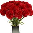 15PCS Red Carnation Artificial Flowers 20.47" Long Stems Fake Carnation Silk Flowers Bulk for Wedding Flower Arrangements Table Centerpieces Bridal Bouquets Home Party Decor (Red)
