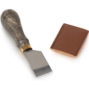 Leather Skiving Knife, Hand-Forged with Wooden Handle, Perfect for Leather Work and DIY Leathercraft, Includes Leather Sheath