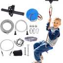 150 FT Zipline for Backyard Kids and Adults, Adjustable Zip Line Kit for Adult Outdoor 390 LBS Removable Non-Slip Trolley Play Playground Entertainment