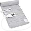 Heating Pad,Electric Heating Pads for Back,Neck,Abdomen,Fathers Day Dad Gifts,Moist Heating Pad for Shoulder,Knee,Arms,Legs,Dry/Moist Heat & Auto Shut Off,Birthday Gifts for Men(Light Gray, 24''×12'')